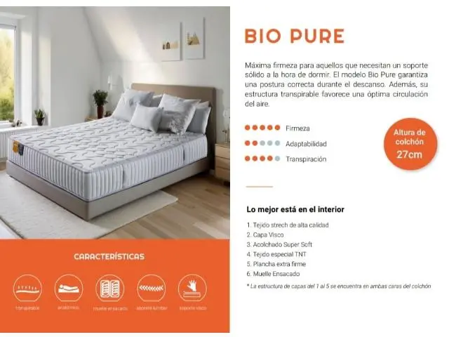 Imagen Colchn Bio Pure ensacado 140x200 Lyron