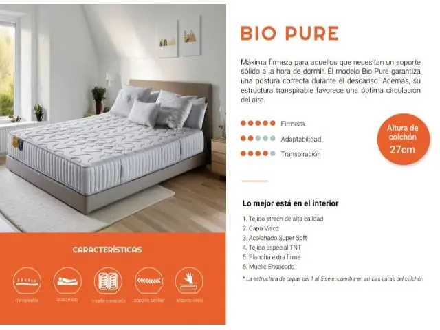 Imagen Colchn Bio Pure ensacado 160x190 Lyron