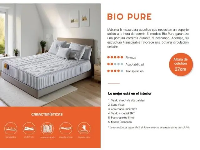 Imagen Colchn Bio Pure ensacado 180x190 Lyron