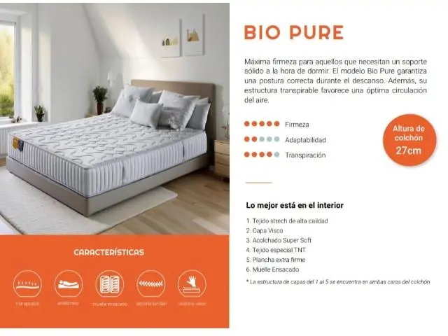 Imagen Colchn Bio Pure ensacado 180x200 Lyron