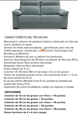 Imagen Sof cama tarancon sistema italiano 3plz 202cm cama 140x190 3
