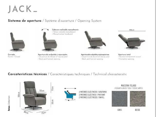 Imagen Silln relax Jack 2 motores elctricos giratorio 3