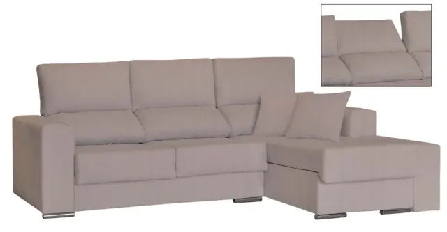 Imagen Sofa Cheslon con arcn y respaldos reclinables. Brazo largo con pouf independiente 4
