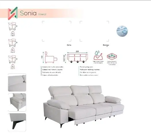 Imagen MAXI SOFA LINEAL 285X105X105 DESLIZANTE AL SUELO SONIA 2