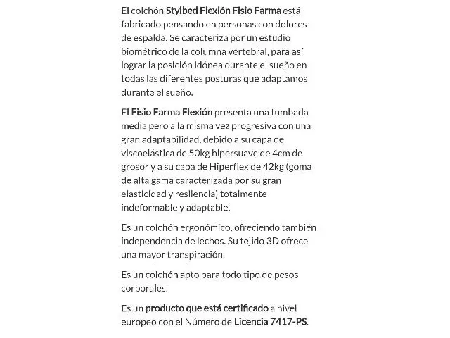 Imagen Colchn Fisio Farma Flexin 90 x 200 Stylbed 4